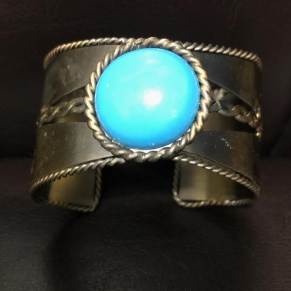 WOMAN TURQUOISE STYLE STONE METAL BRACELET